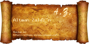 Altman Zalán névjegykártya