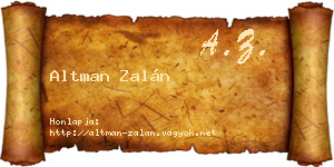 Altman Zalán névjegykártya